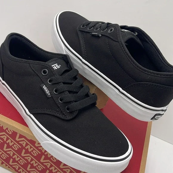 Vans Men’s Canvas Sneakers Classic Low-Top Design Atwood (Canvas) Black/White - Picture 10 of 16